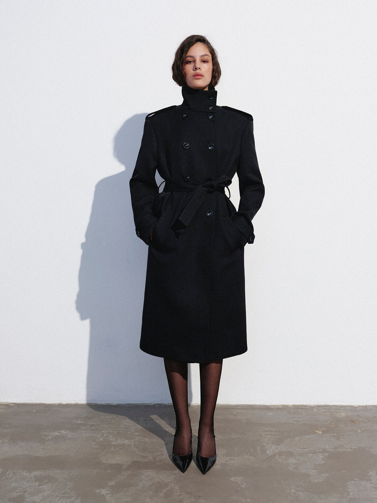 Black stand-collar coat | NOVITSKA