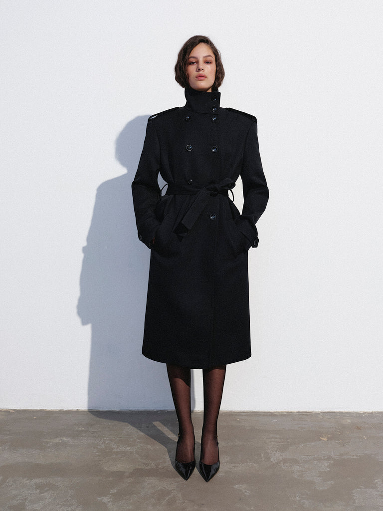 Black stand-collar coat | NOVITSKA