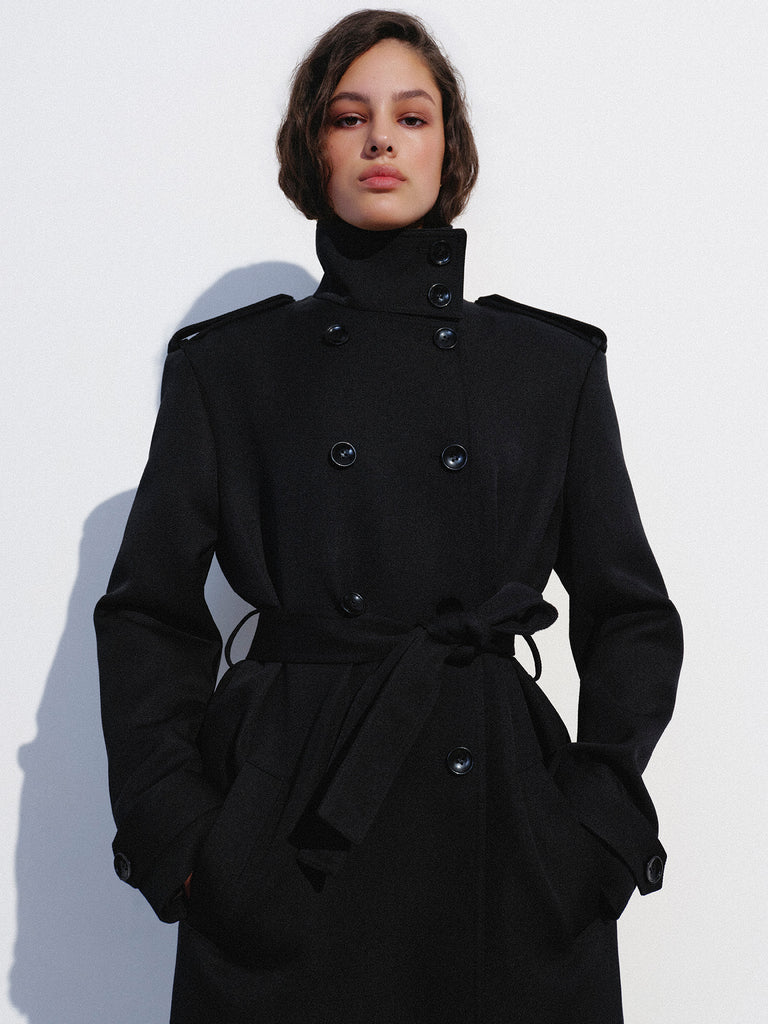 Black stand-collar coat | NOVITSKA