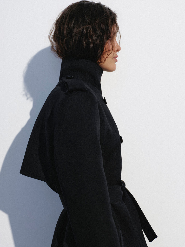 Black stand-collar coat | NOVITSKA